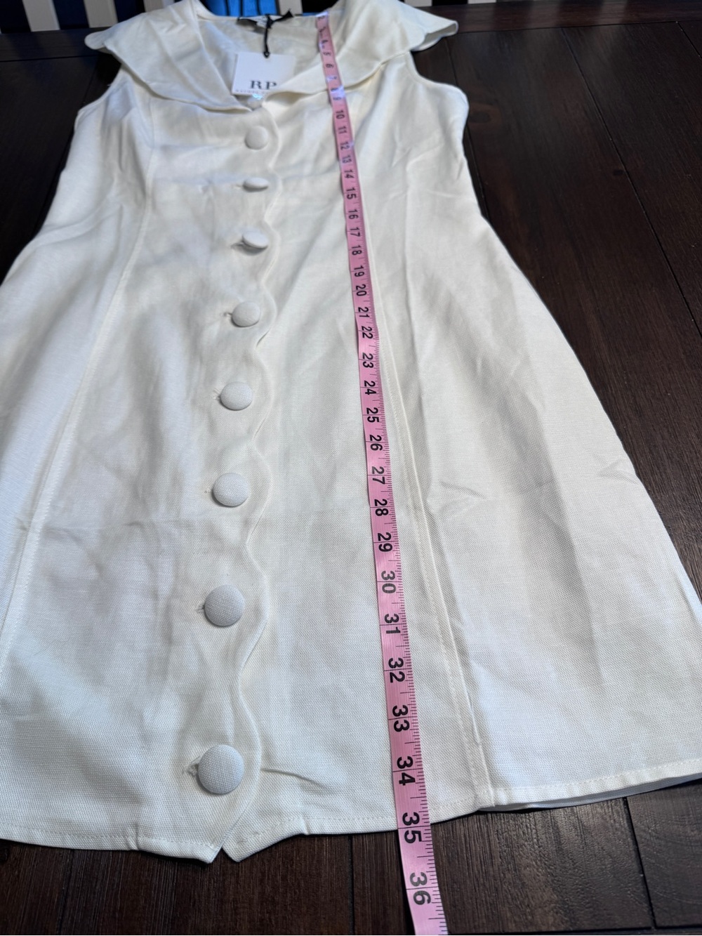Rachel Parcell Scallop Collar Dress White Linen Blend Button Front Dress NWT S - Picture 10 of 16